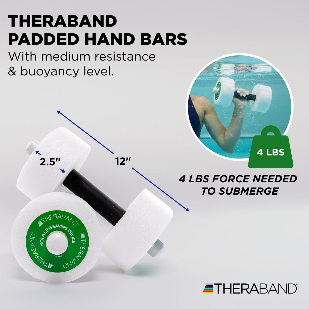 THERABAND water weights used in pool showing low-impact resistance for safer workouts