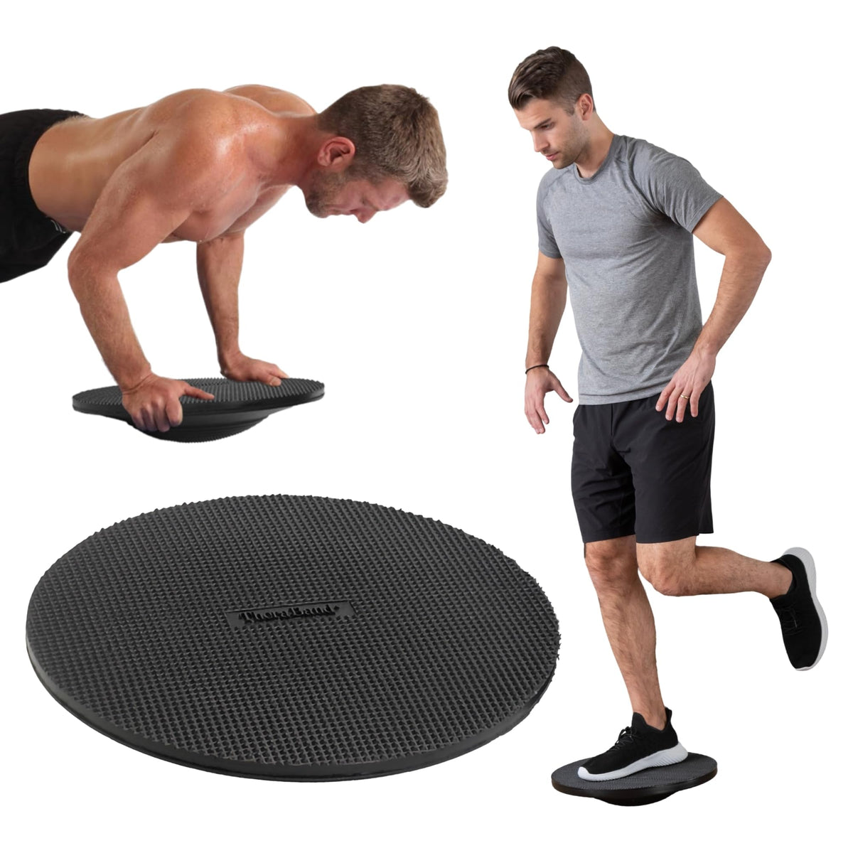 THERABAND wobble board front view shows compact trainer for core stability