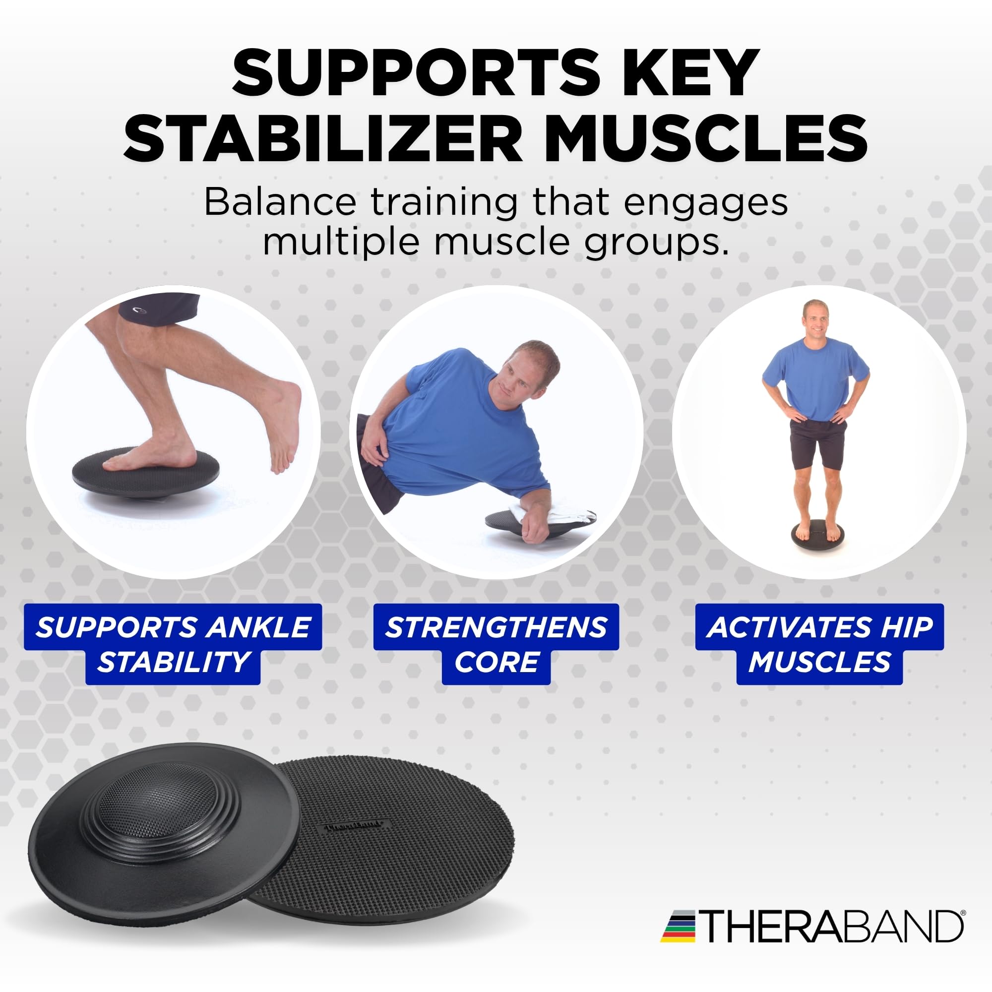 THERABAND used at standing desk to encourage active standing and posture