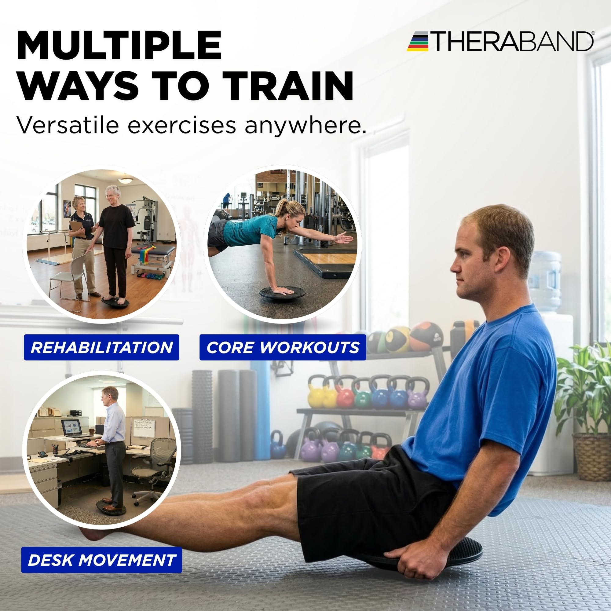 THERABAND wobble board during single-leg drill improving coordination