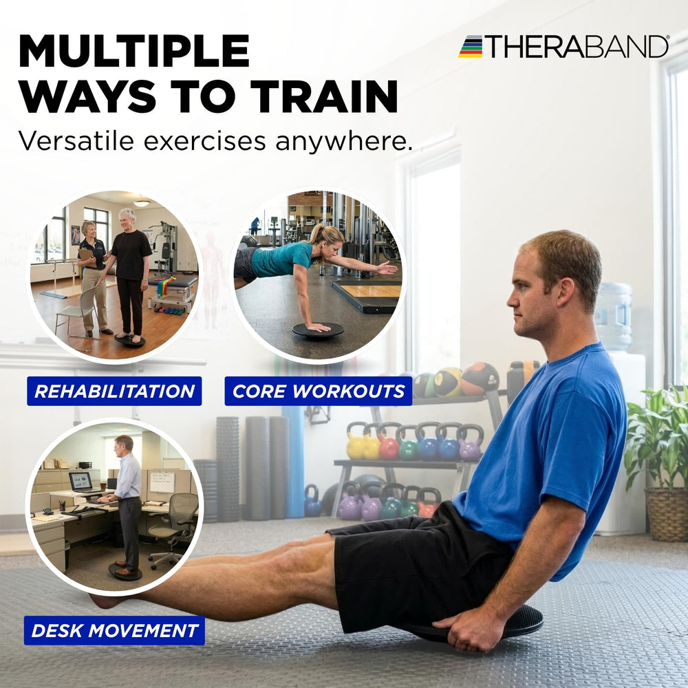 THERABAND wobble board during single-leg drill improving coordination