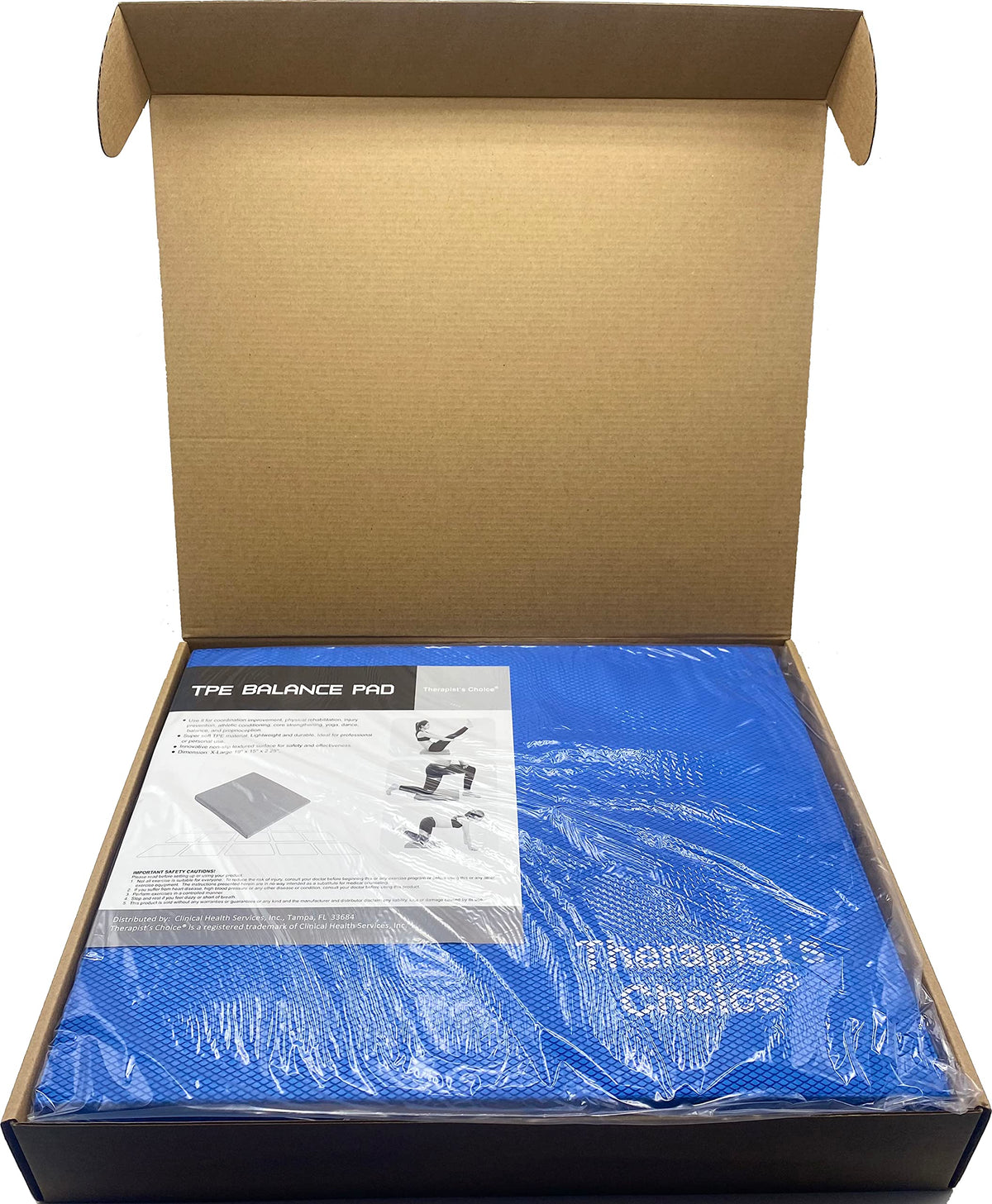 Therapist's Choice front view of blue balance pad showing full size and stability benefit