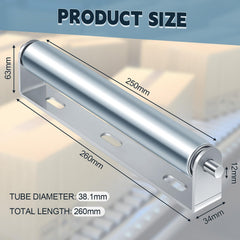 Therwen close-up of galvanized roller surface, showing corrosion-resistant durability