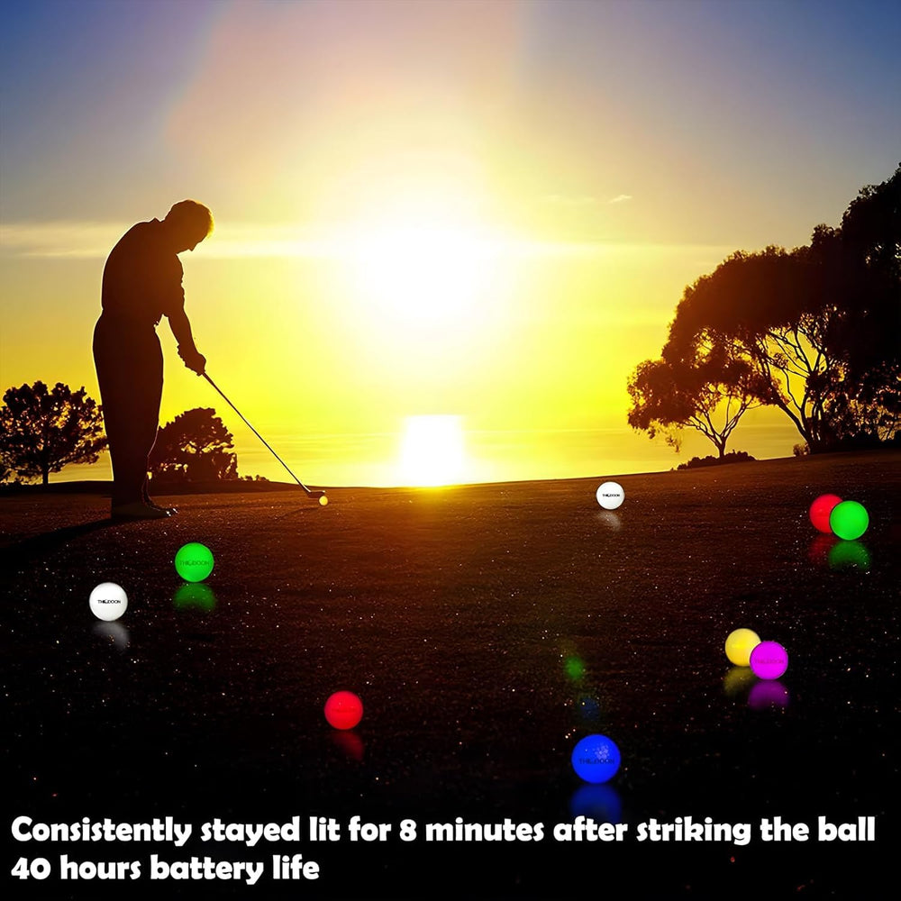 THIODOON LED ball in flight at night showing bright tracer arc for easier tracking