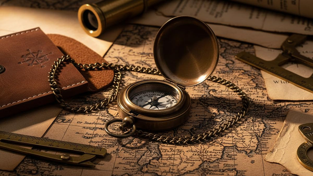 THOR INSTRUMENTS compass on 12-inch chain worn as necklace offering wearable style