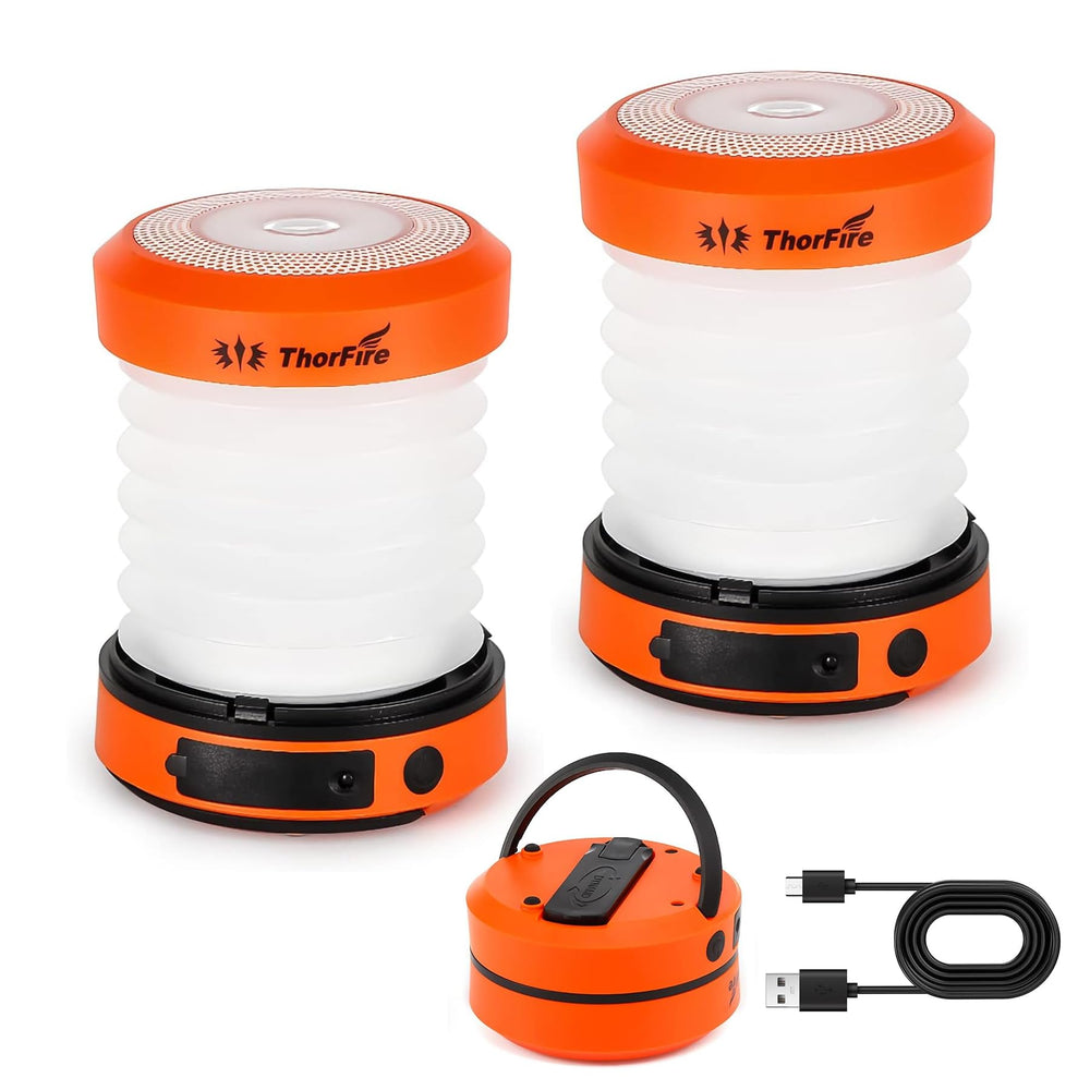 THORFIRE front view of 2‑pack lanterns showing compact design and reliable light