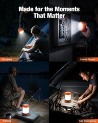 THORFIRE lantern inside tent providing ambient 360° glow for camping comfort