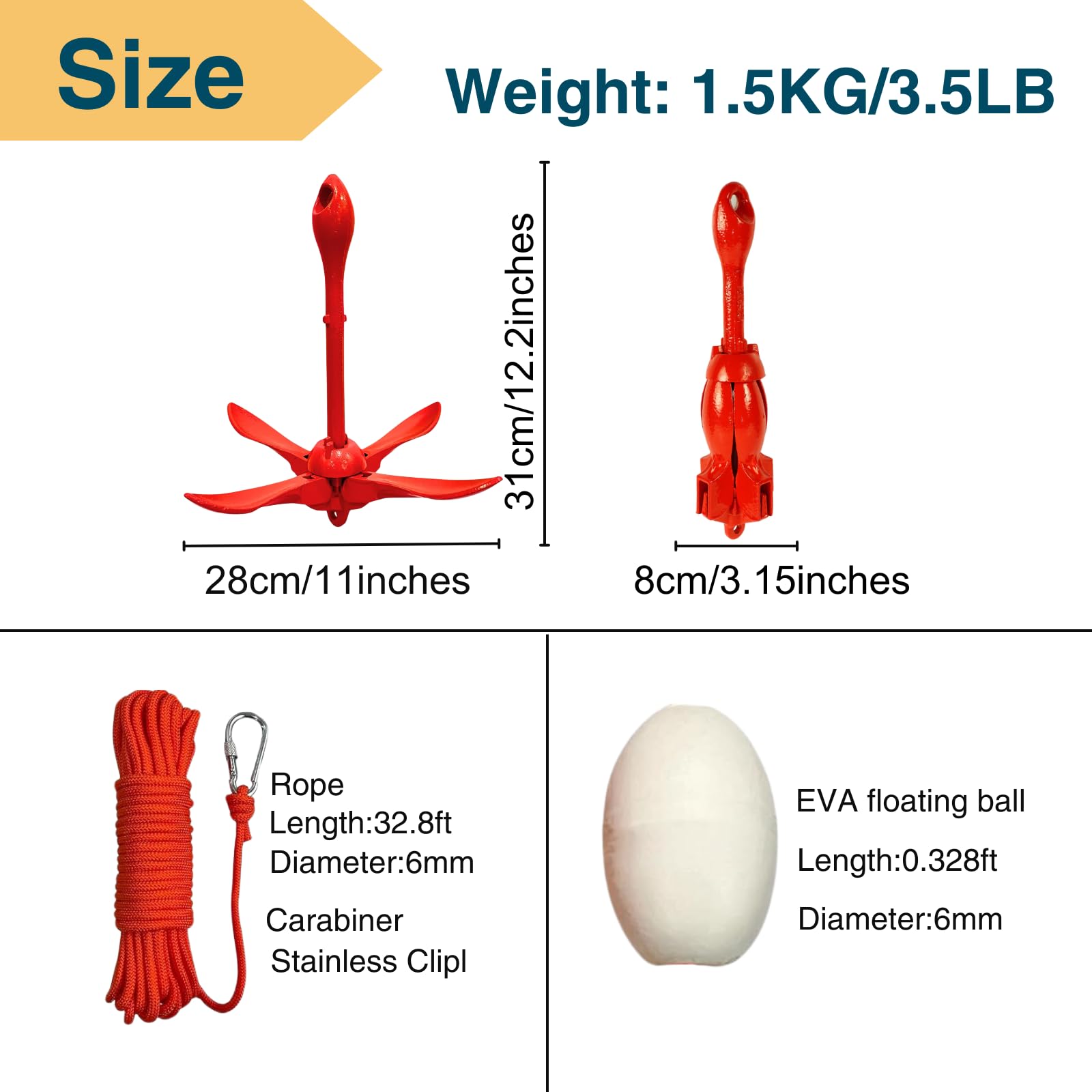 Thorkok 32.8 ft floating rope coiled bright color for visibility benefit