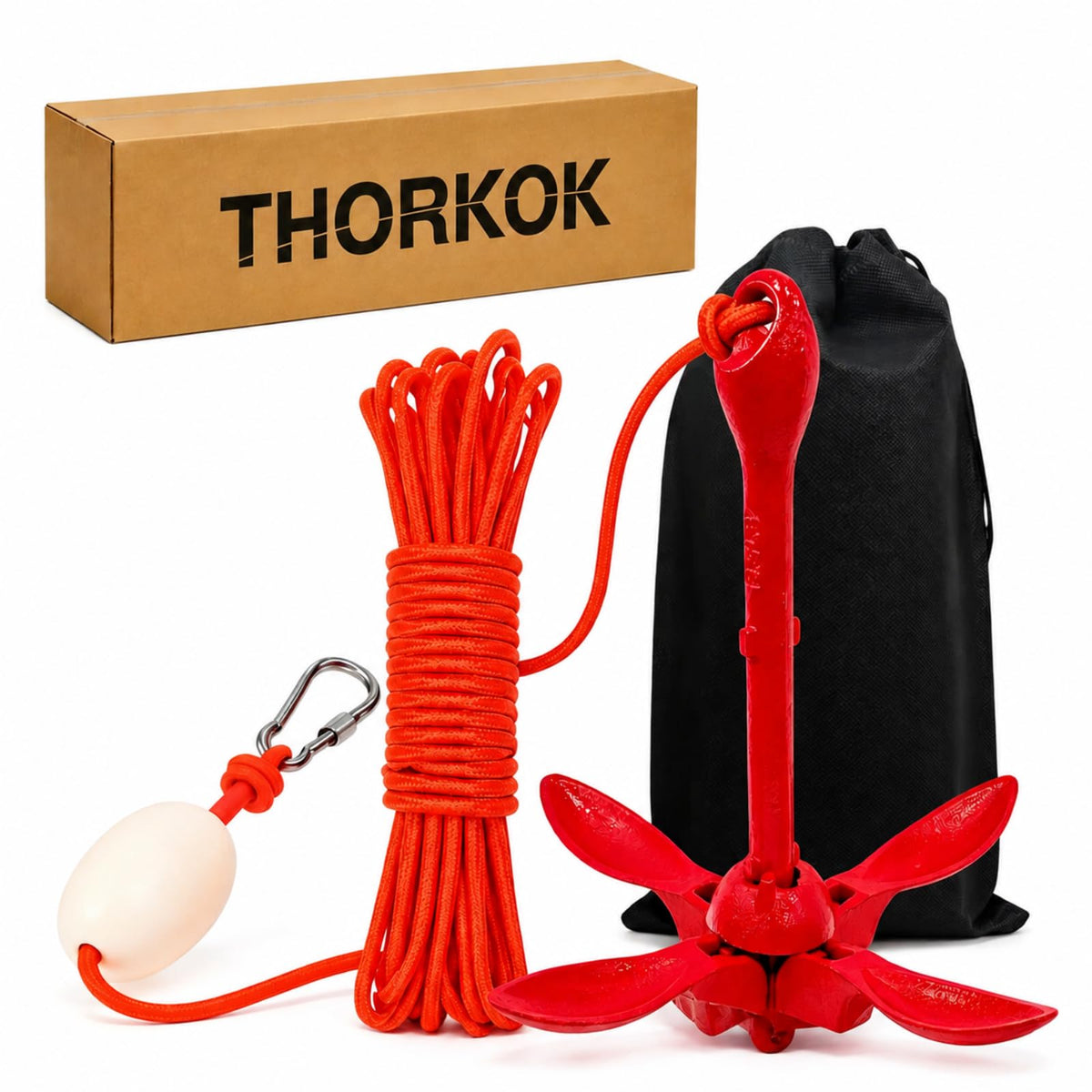 Thorkok anchor folded front view showing compact design and easy carry