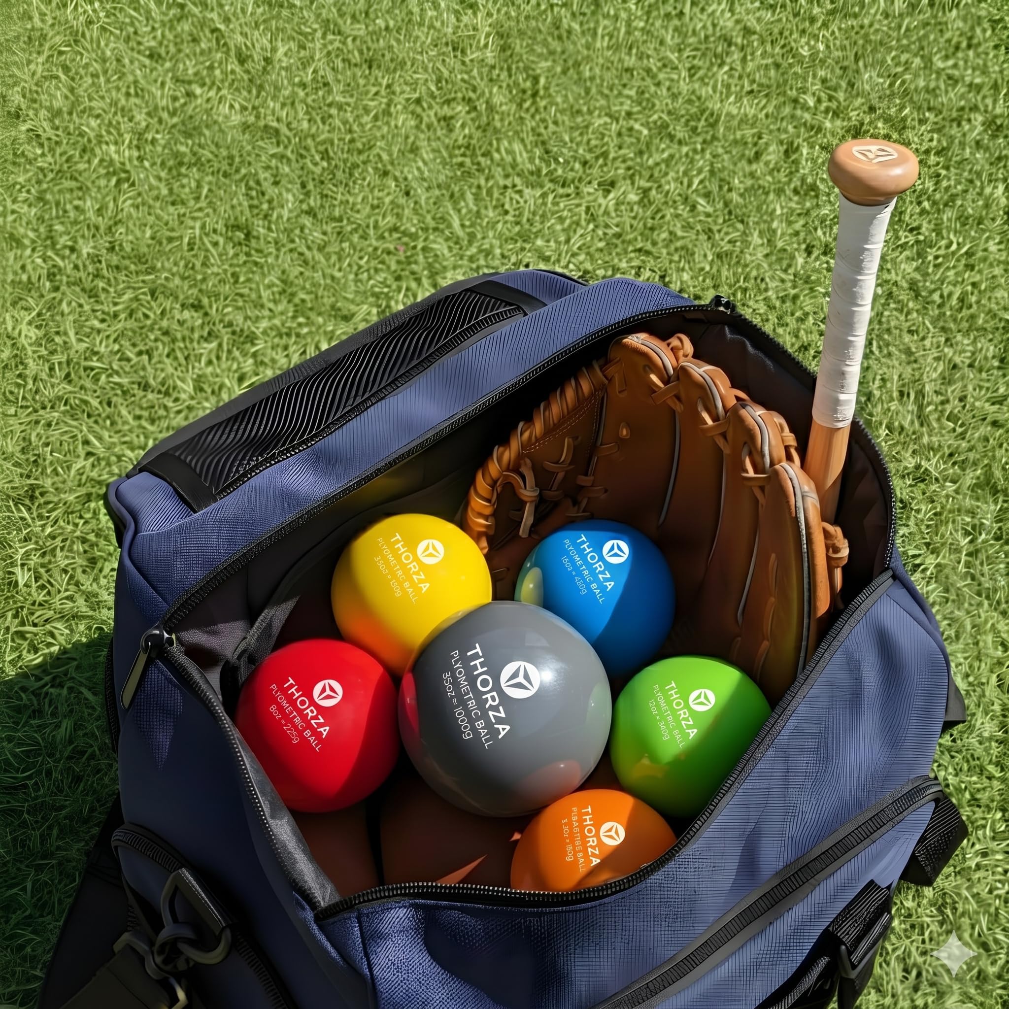 Thorza ball in use with player throwing outdoors to develop velocity