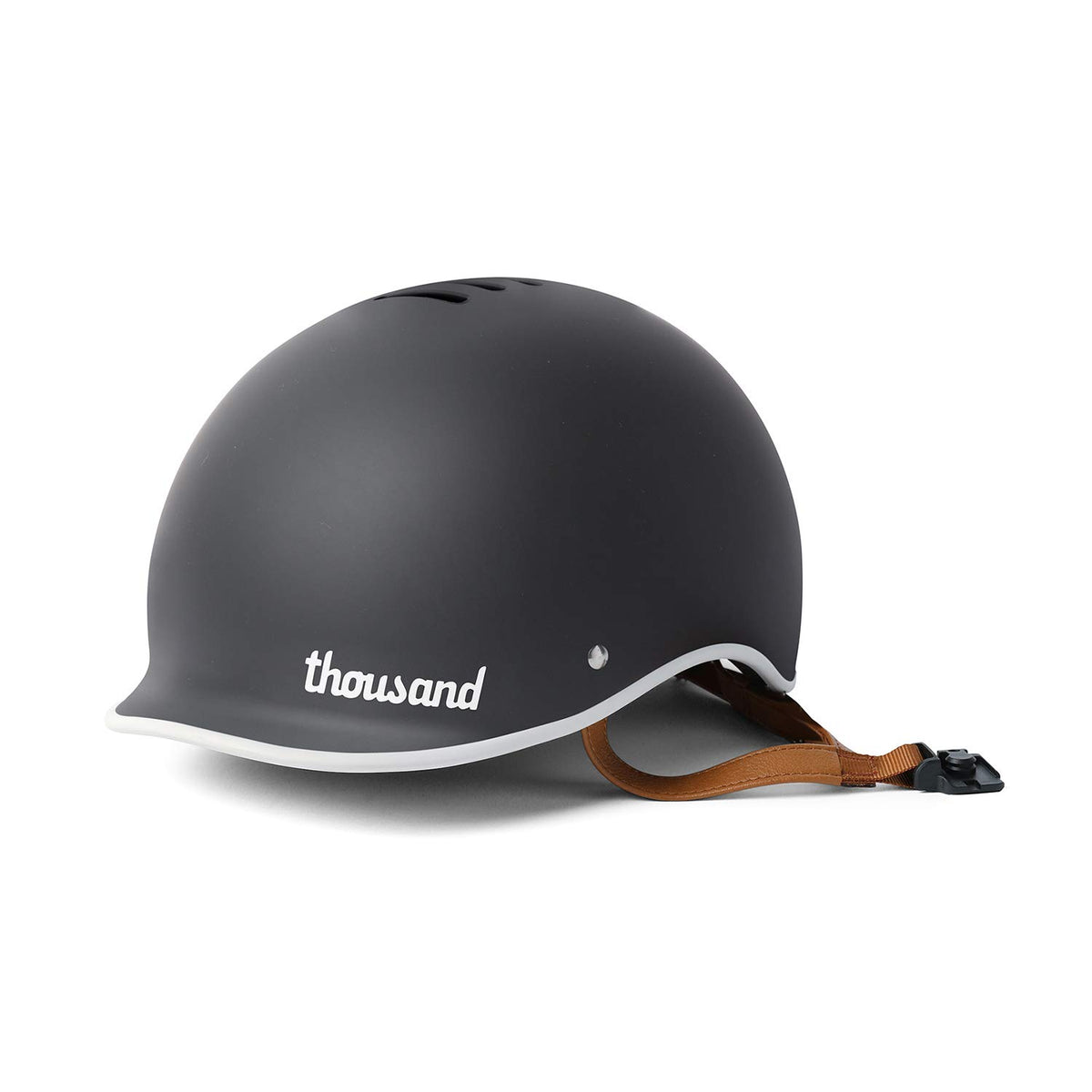 Thousand Heritage helmet front view showing sleek carbon black style and confident protection