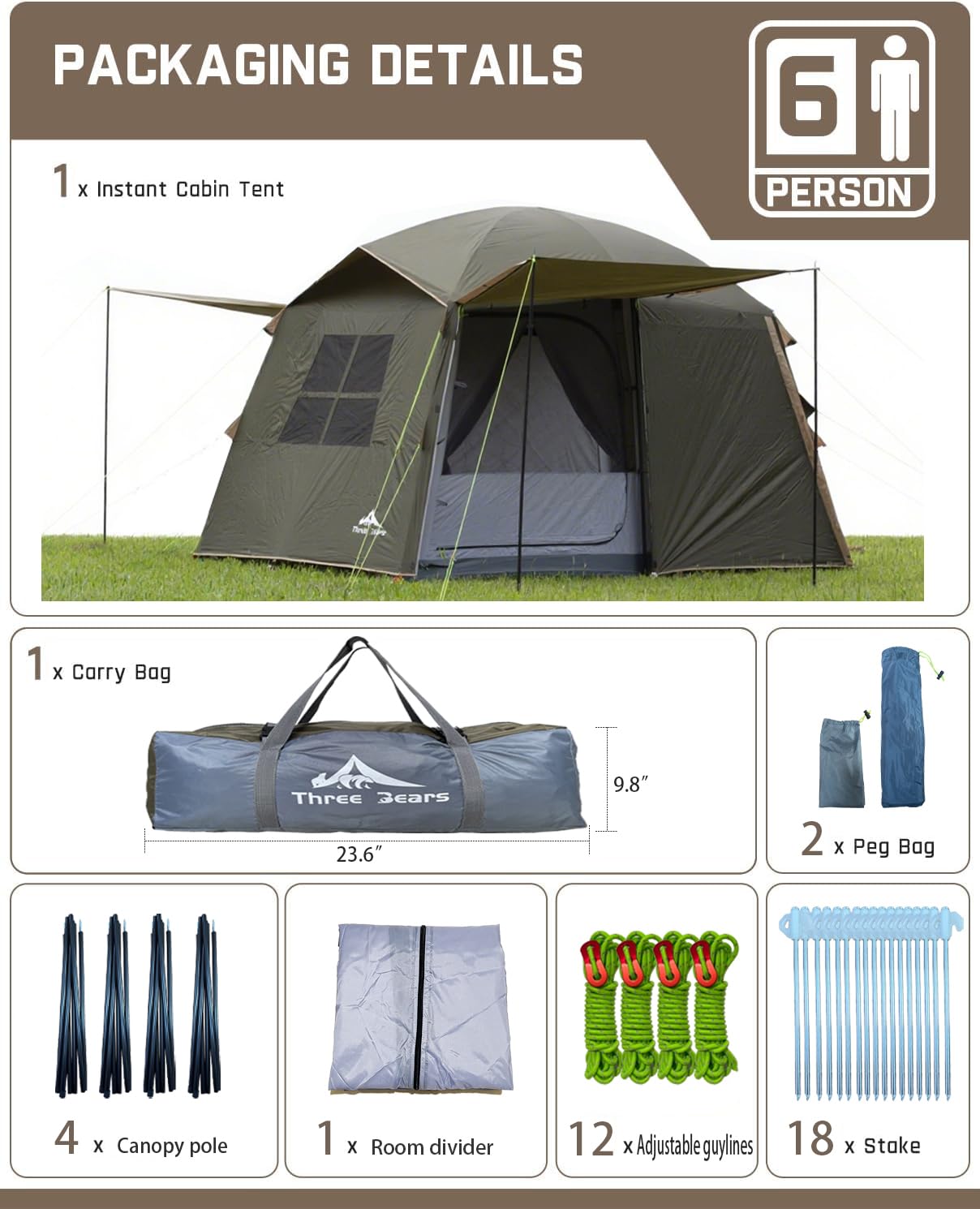 Three Bears tent top ventilation mesh showing airflow that reduces condensation