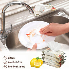 Threlaco cleaning a plate to show grease removal and convenience