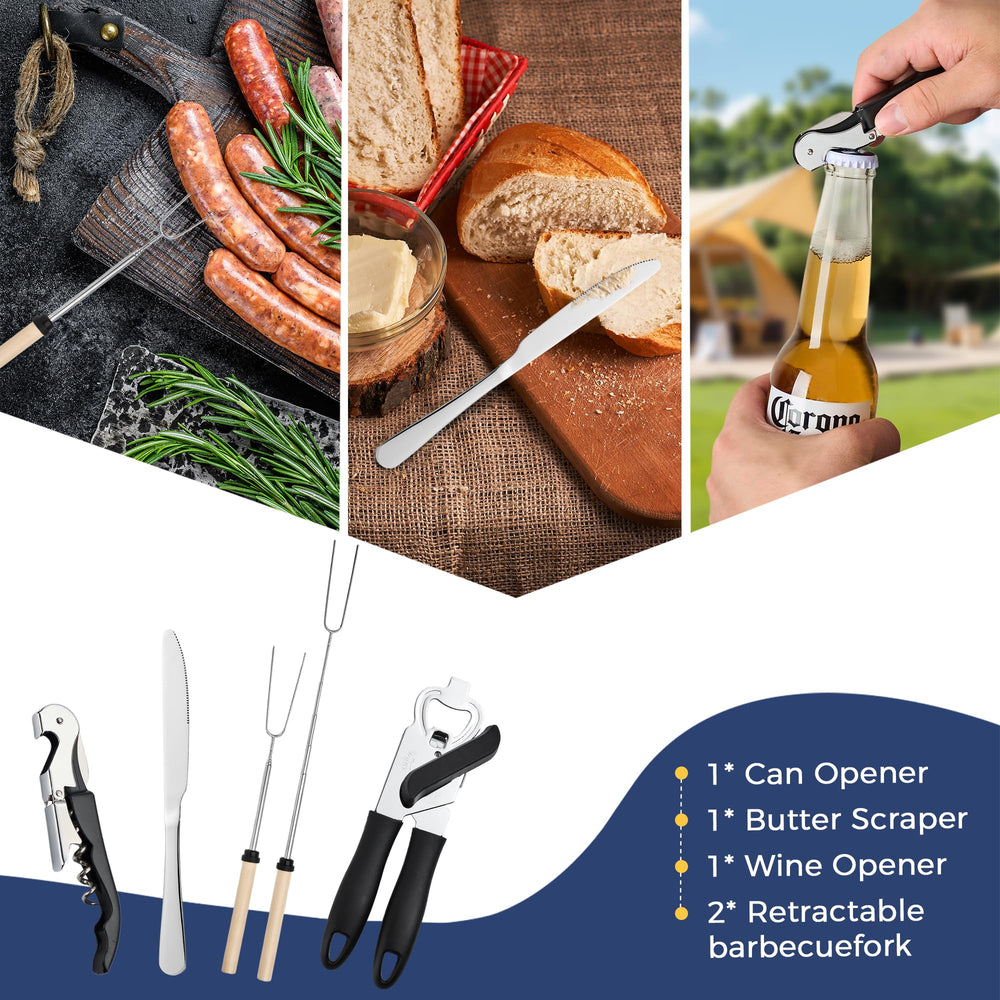 THTYBROS flatware and serving pieces displayed for family-style meals outdoors