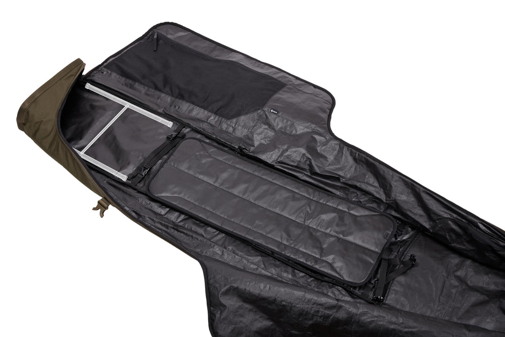 Thule RoundTrip opened to reveal two padded cinch-top ski sleeves