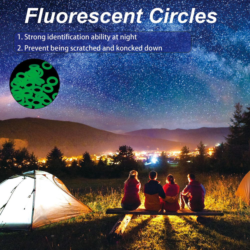 Tialero fluorescent rings on stakes detail improving low-light visibility