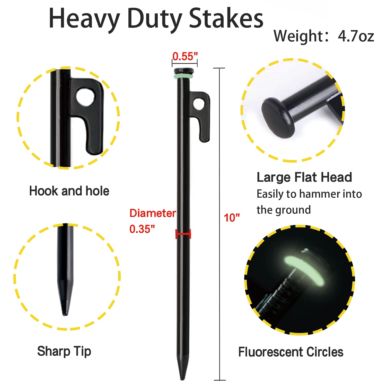 Tialero stakes next to a ruler for size comparison and packing clarity