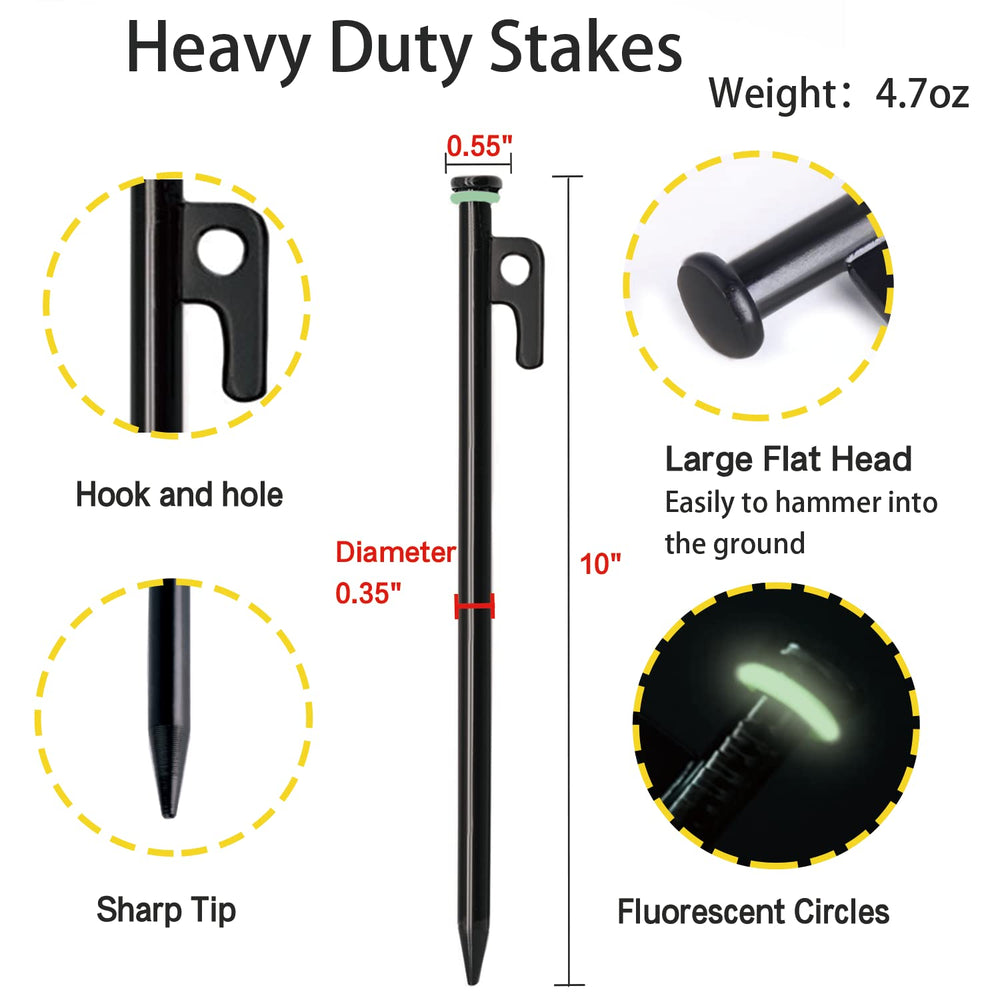 Tialero stakes next to a ruler for size comparison and packing clarity