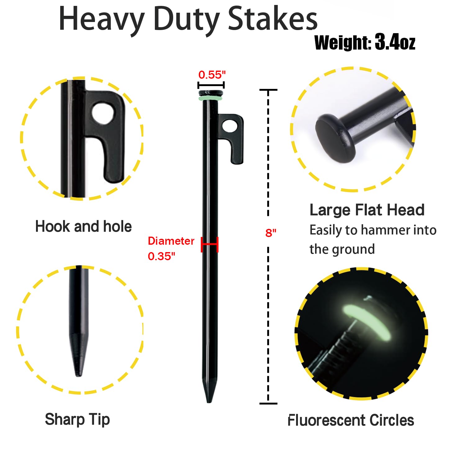 Tialero stakes driven into rocky ground showing secure anchoring on hard surfaces