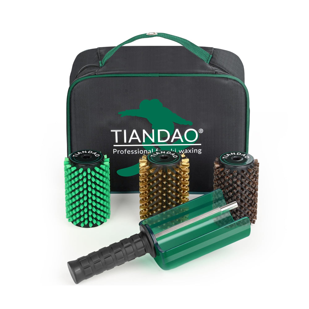 TIANDAO front packaging showing three brushes and quick axle, highlights portability