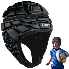 TIAXU front view headguard showing low-profile fit and breathable fabric benefit