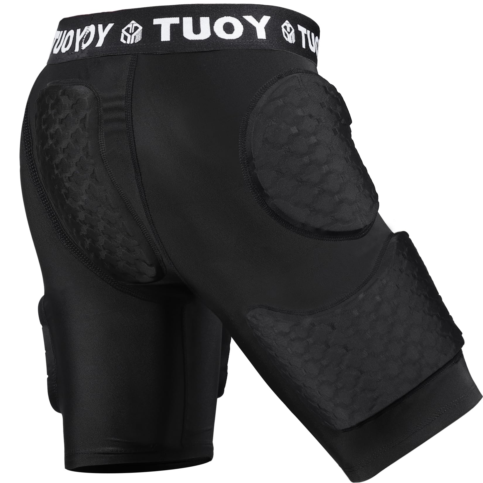 TIAXU front view of padded girdle showing five protective pads and snug fit for safer play