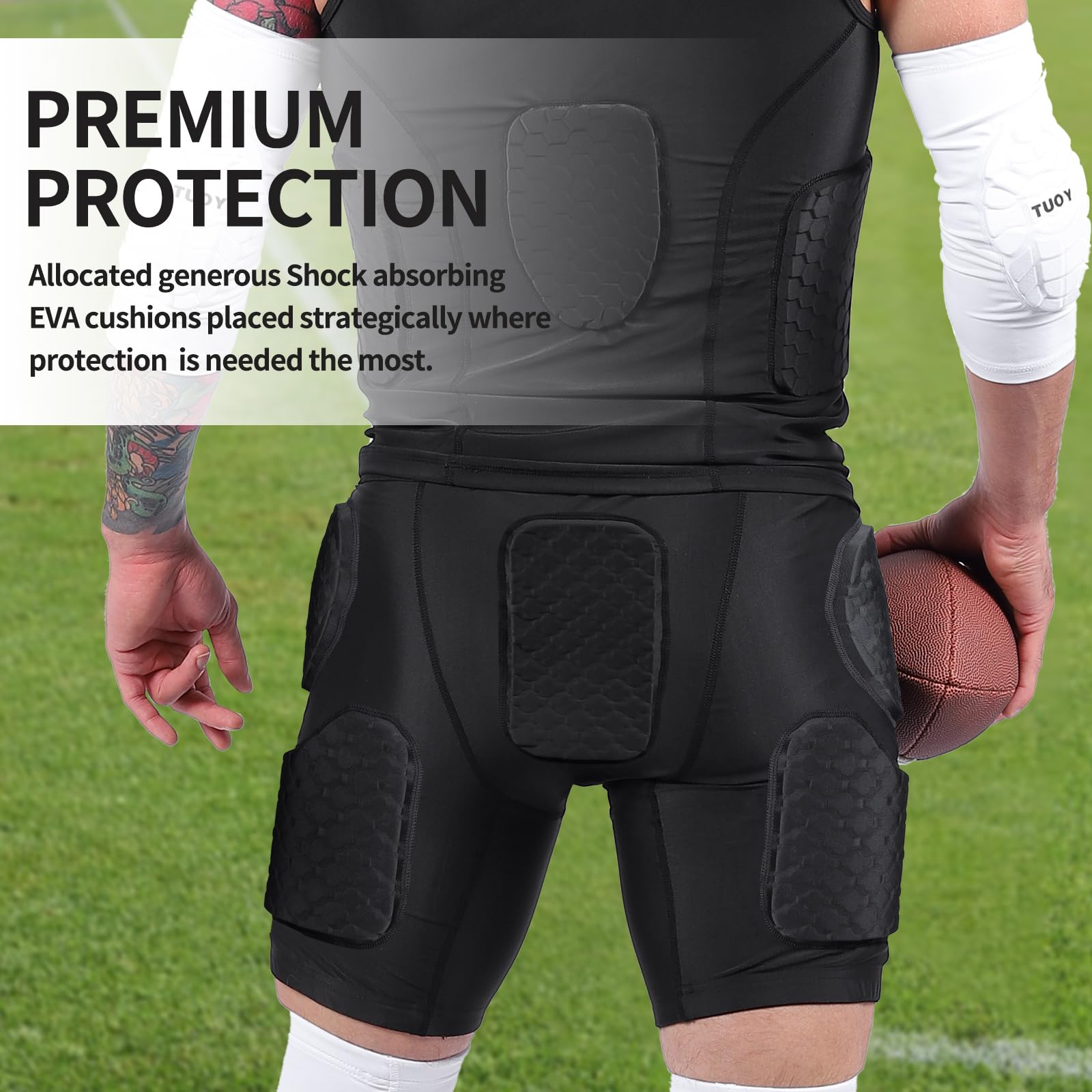 TIAXU in-game usage on football field showing discreet protection and freedom to play