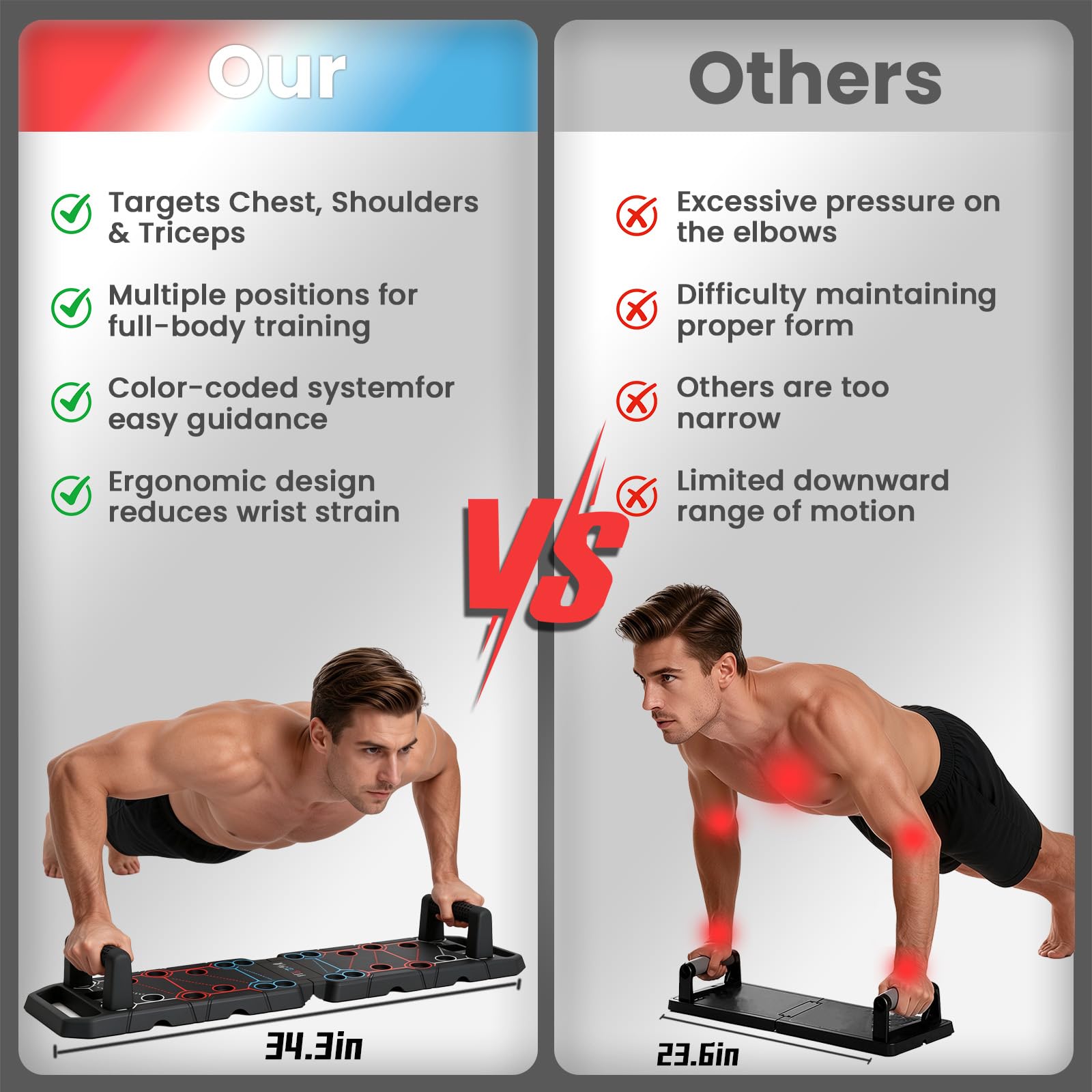 Tibnun in-use wide grip demonstrating broader range of motion for stronger chest activation
