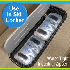 Tidal Wake low-profile bag tucked under boat seat to free deck space