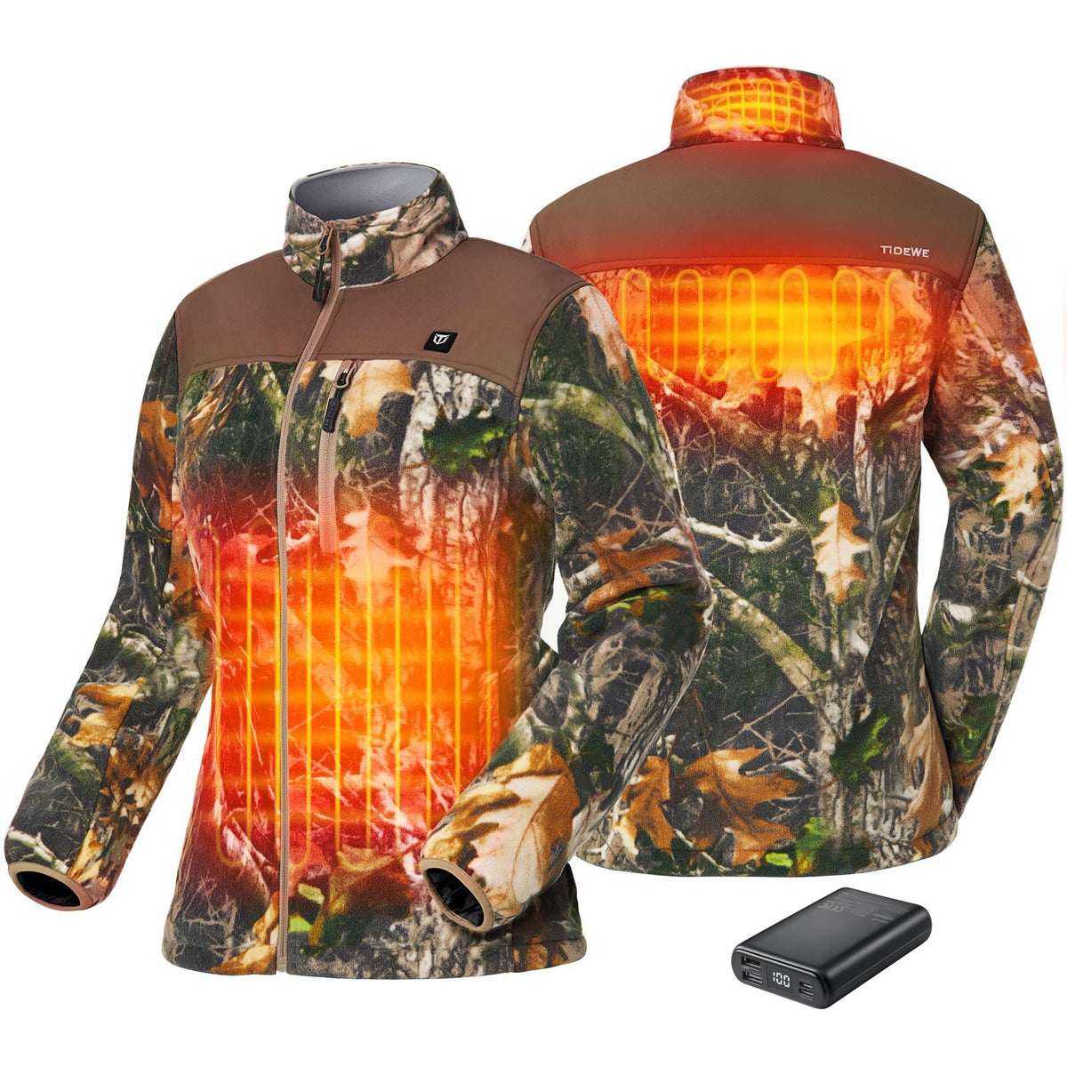 TIDEWE front view heated jacket showing fit and warmth benefits