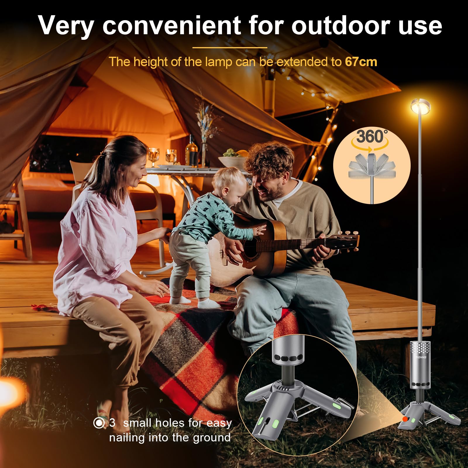 TIDNNS fully extended telescopic lantern at full height for broad illumination