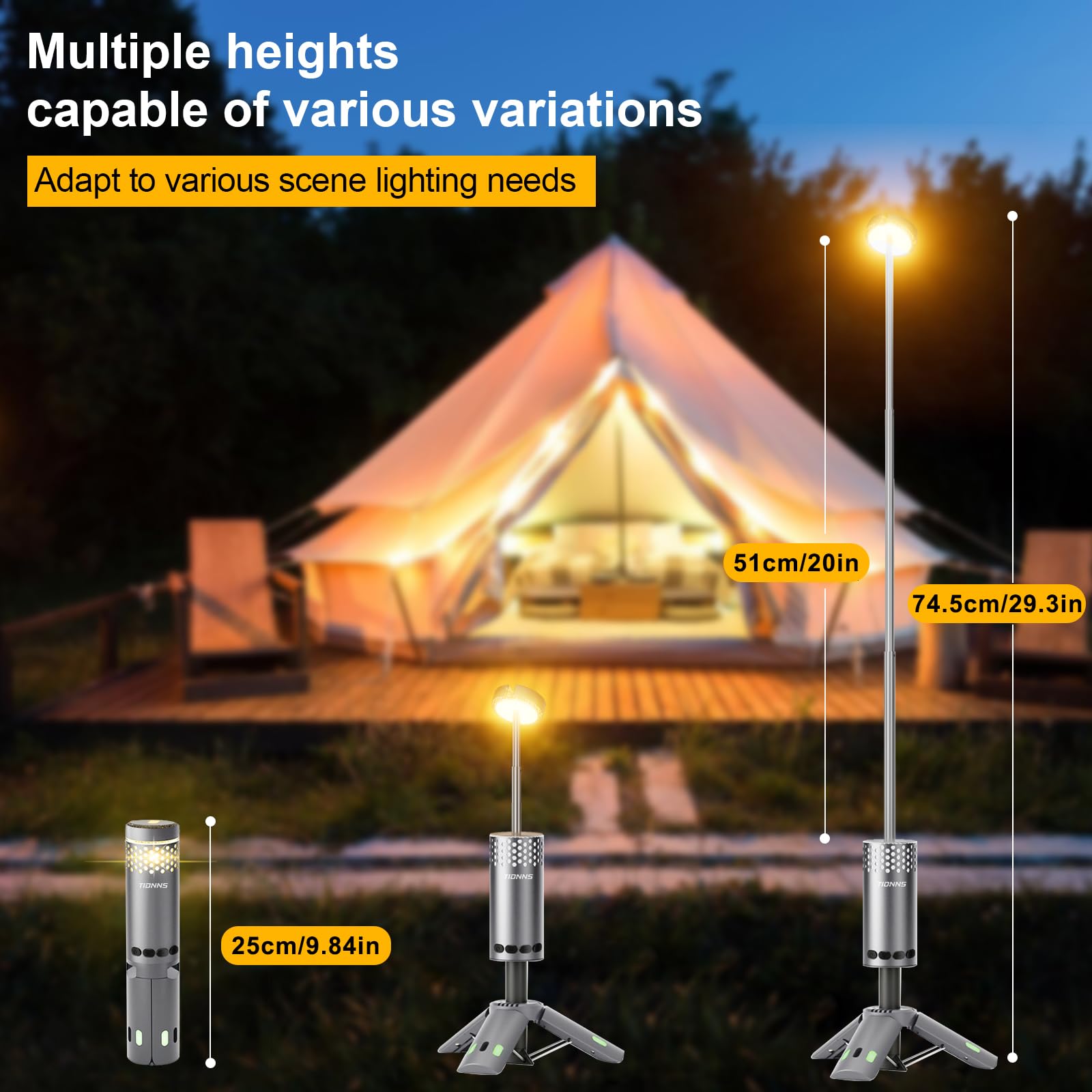 TIDNNS magnetic base attached to vehicle for hands-free outdoor lighting