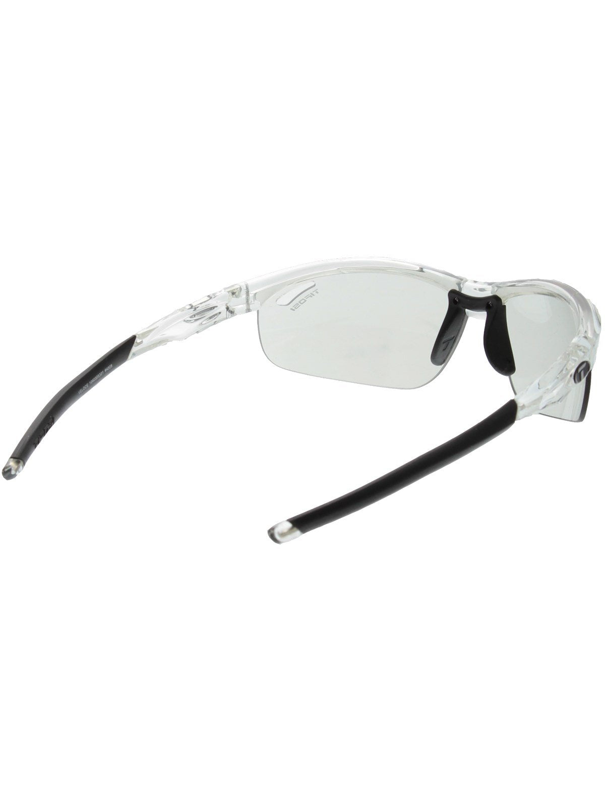 Tifosi Veloce closeup of lens showing photochromic tint transition benefit