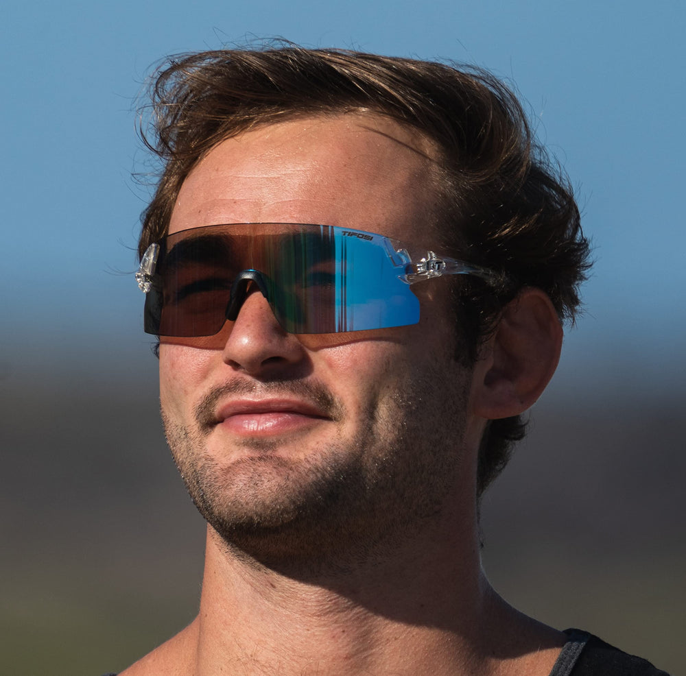 Tifosi Rail XC worn by cyclist in motion demonstrating stability and unobstructed view