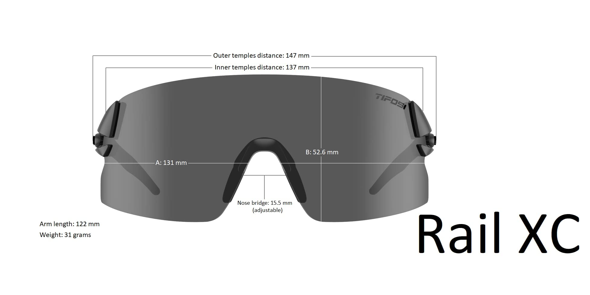 Tifosi Rail XC side profile highlighting lightweight frame and sporty fit