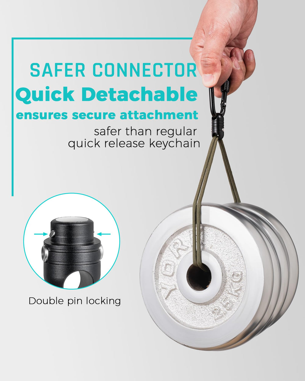 TISUR attached to a belt loop in use for quick hands-free key access