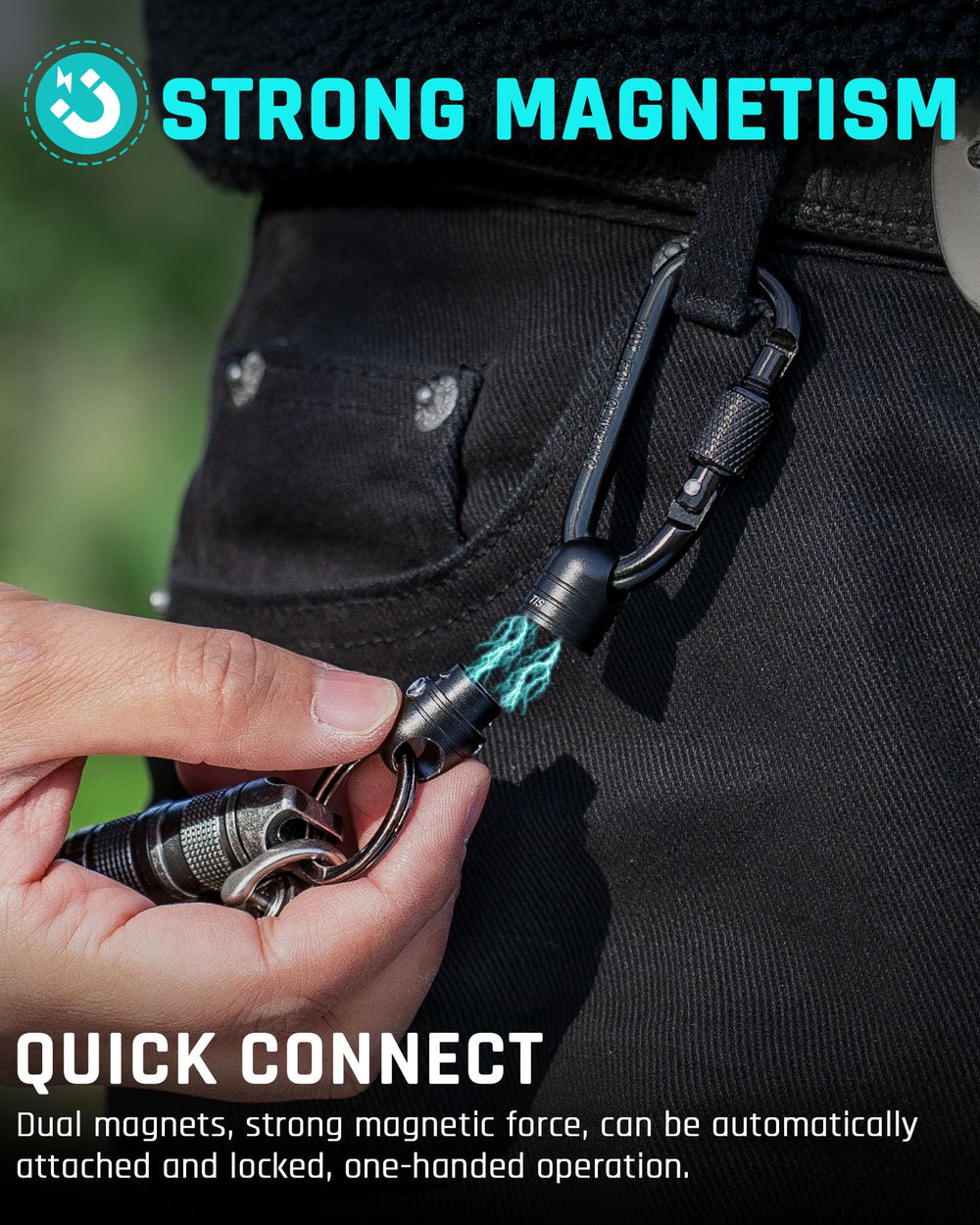 TISUR keys on rotating connector preventing tangles and improving accessibility