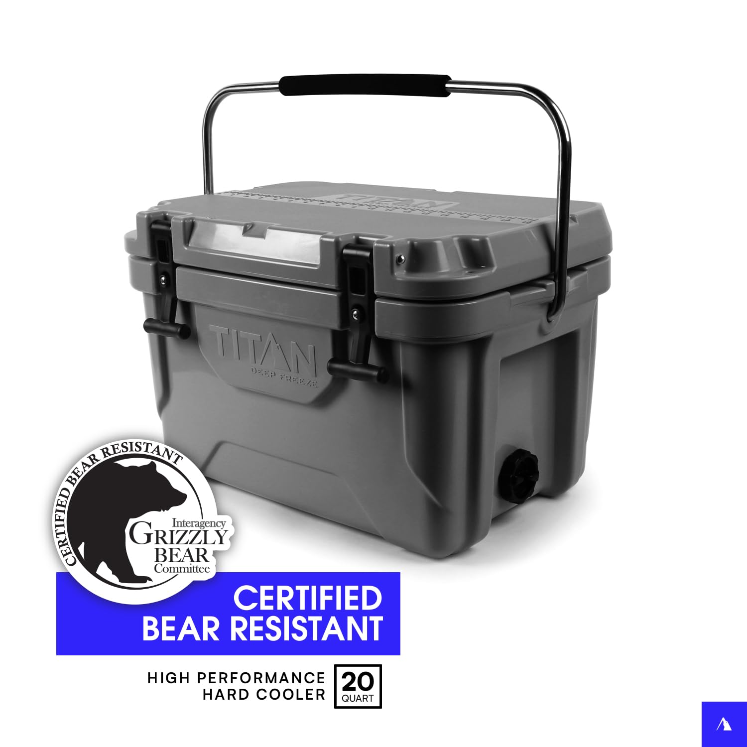 Titan by Arctic Zone oversized drain and anti-skid feet showing easy drainage benefit