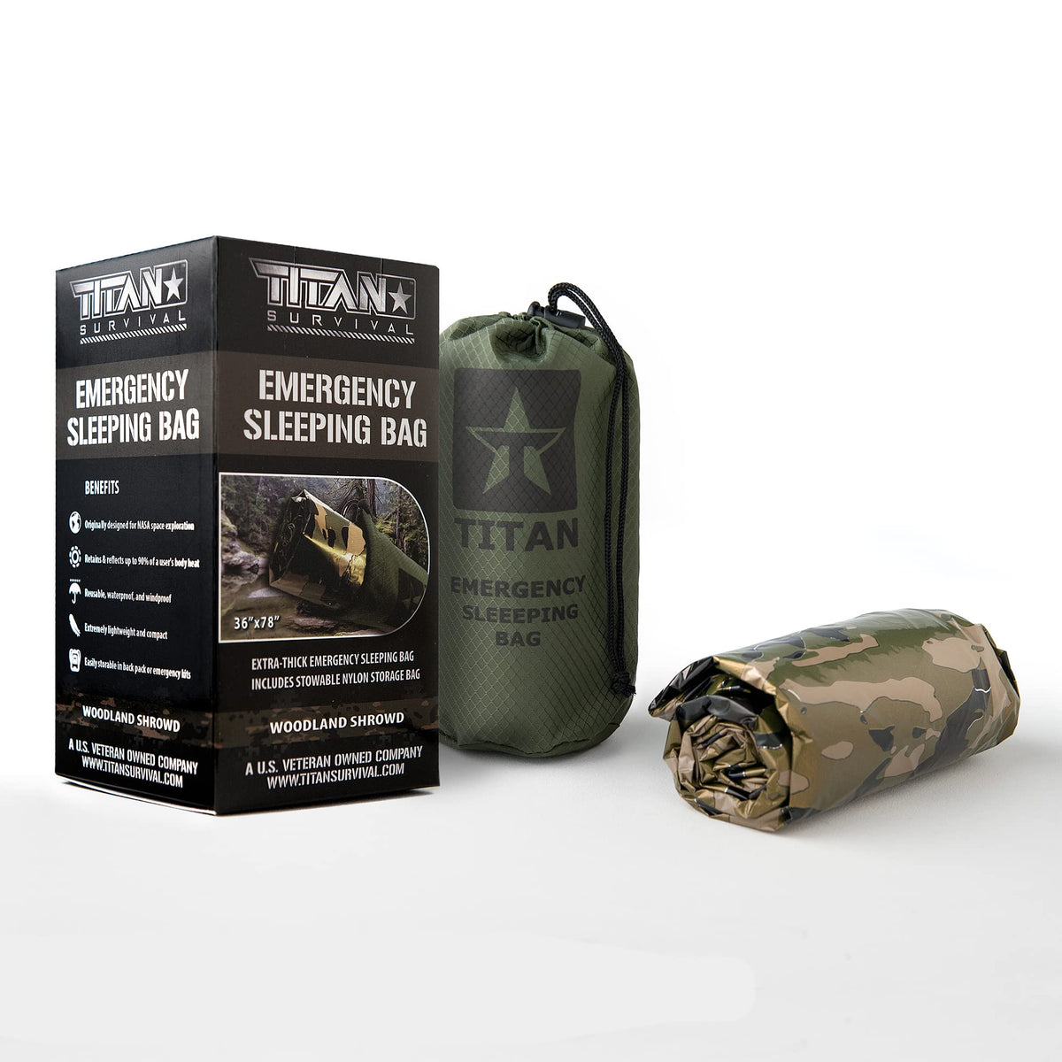 TITAN Survival packed mylar sleeping bag compact and lightweight for easy carrying