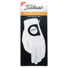 Titleist Players left-hand glove front view showing sleek design and enhanced feel