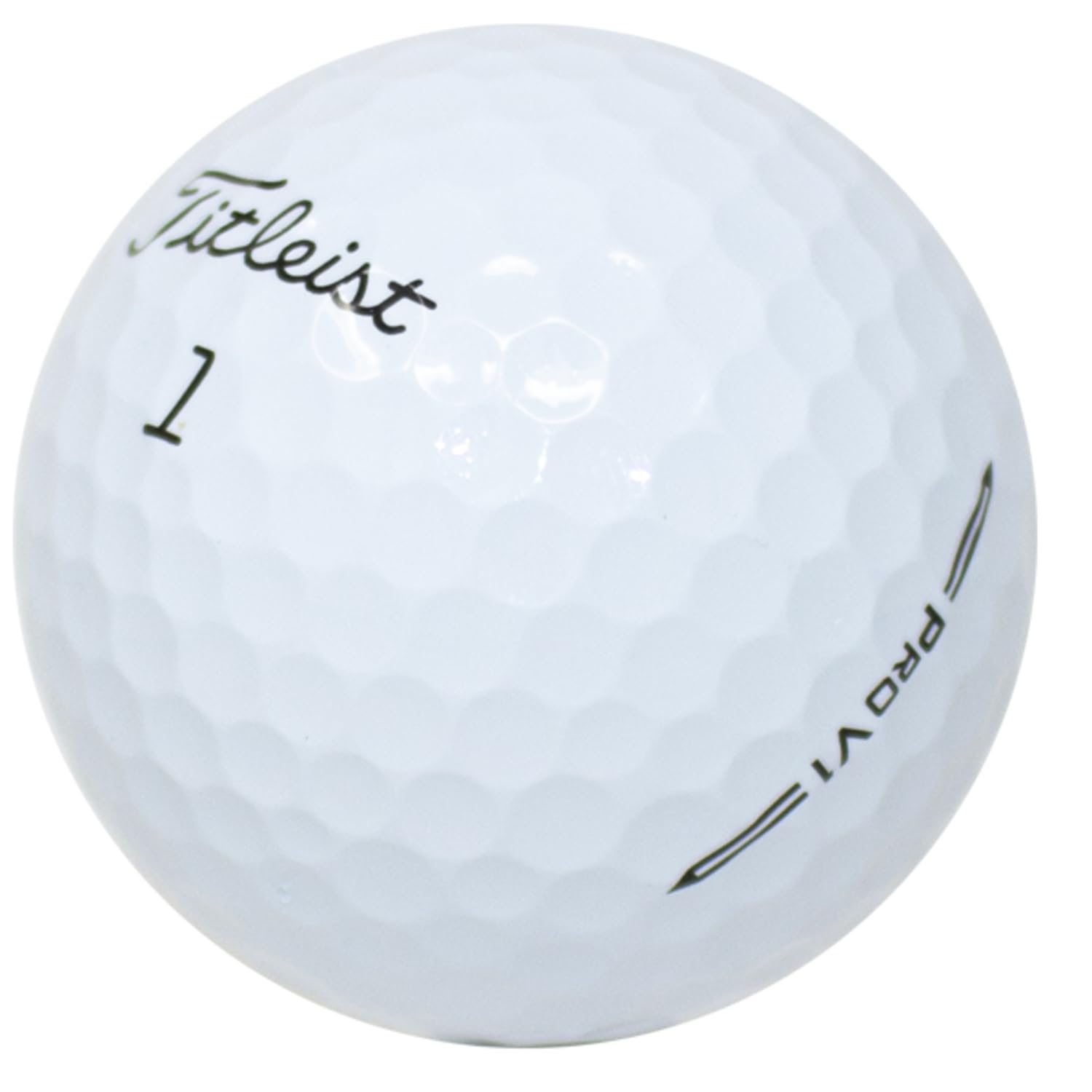 Titleist Pro V1 front view showing branding and clean white finish for confidence