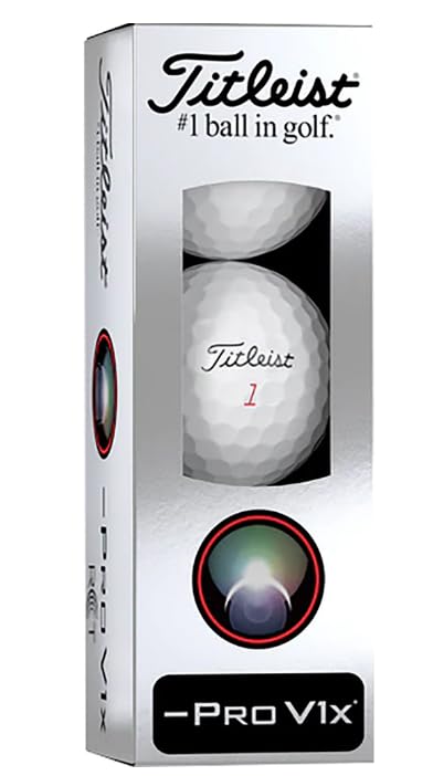 Titleist Pro V1x Left Dash front sleeve showing three white balls and brand for clear product ID and trust