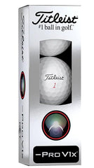 Titleist Pro V1x Left Dash front sleeve showing three white balls and brand for clear product ID and trust