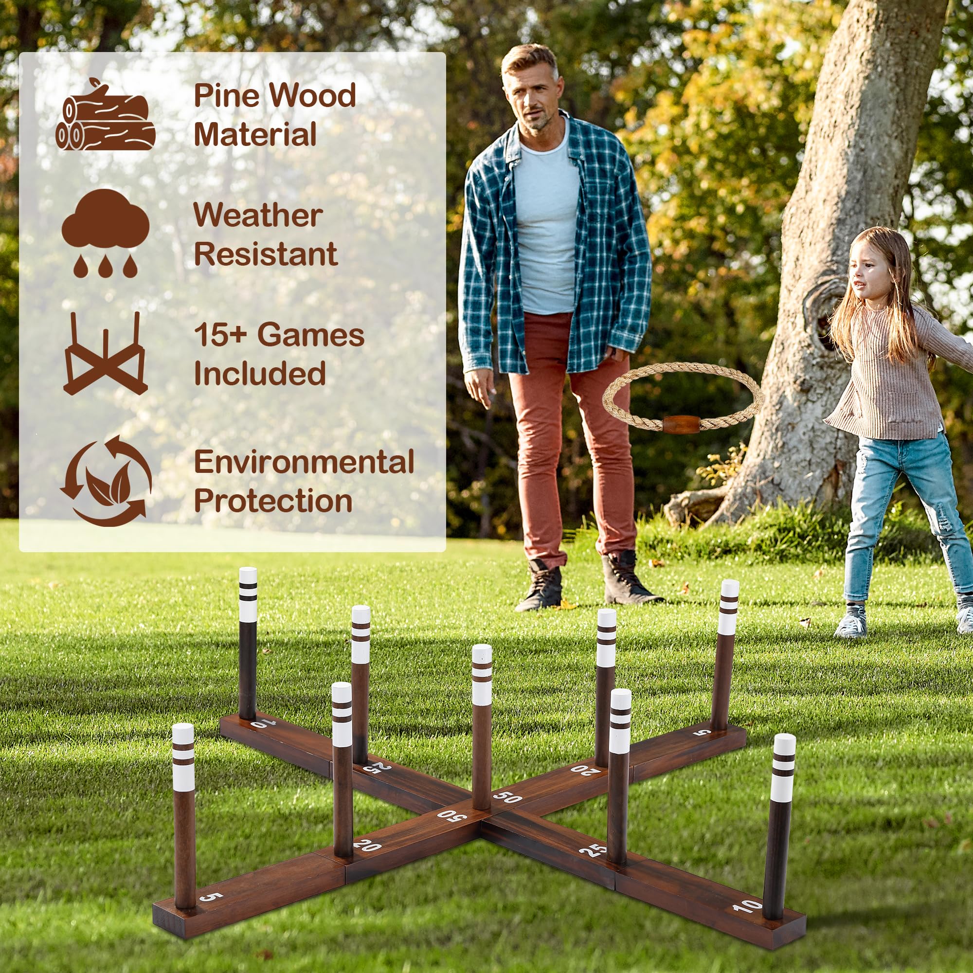 TIXWOOK family playing ring toss on a backyard lawn for active outdoor fun