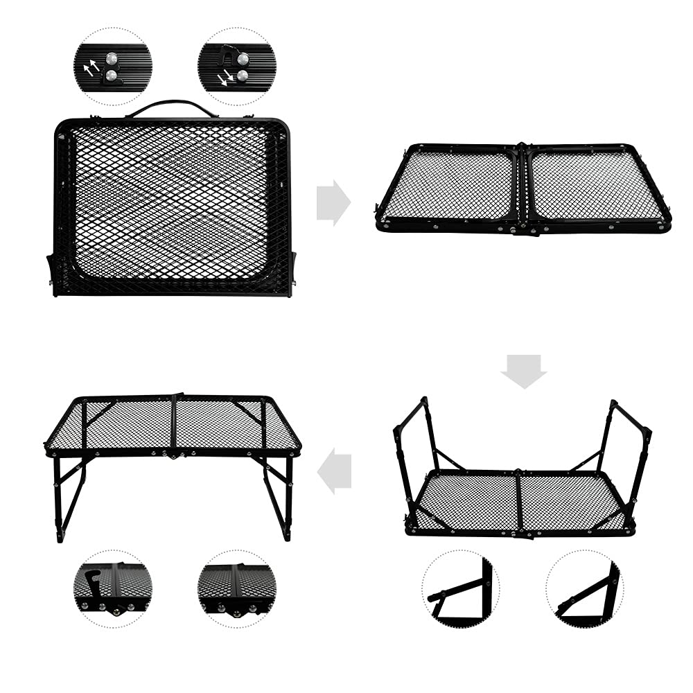 TIYASTUN close-up of iron mesh tabletop showing heat resistant ventilation benefits