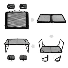 TIYASTUN close-up of iron mesh tabletop showing heat resistant ventilation benefits