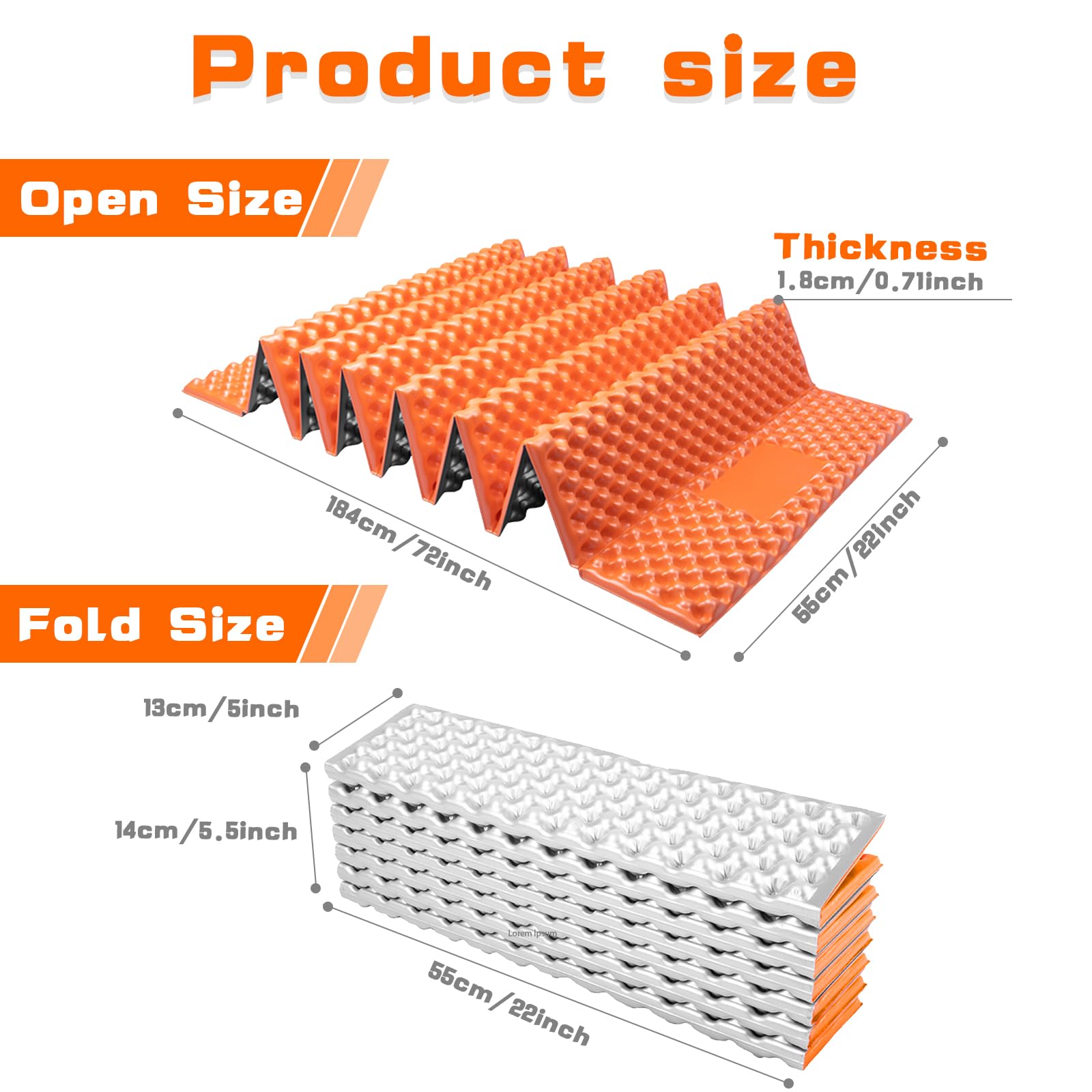 TIYURENER fully open sleeping pad orange showing full-length coverage and insulation