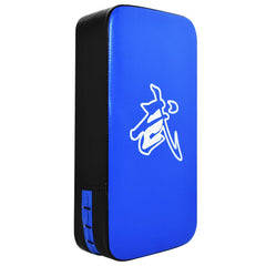 TLBTEK front view of blue kick pad showing large striking surface and target clarity