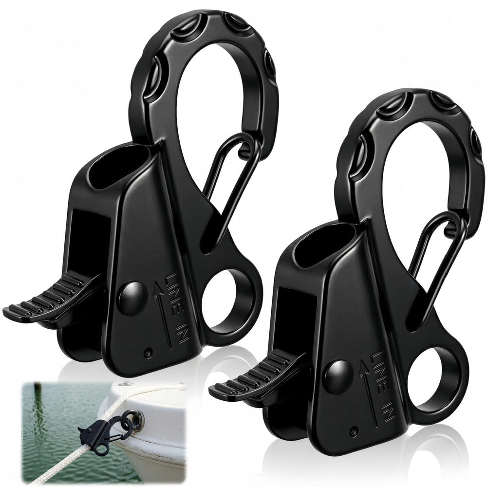 Tlence front view of boat anchor hook showing compact design and benefit of quick locking