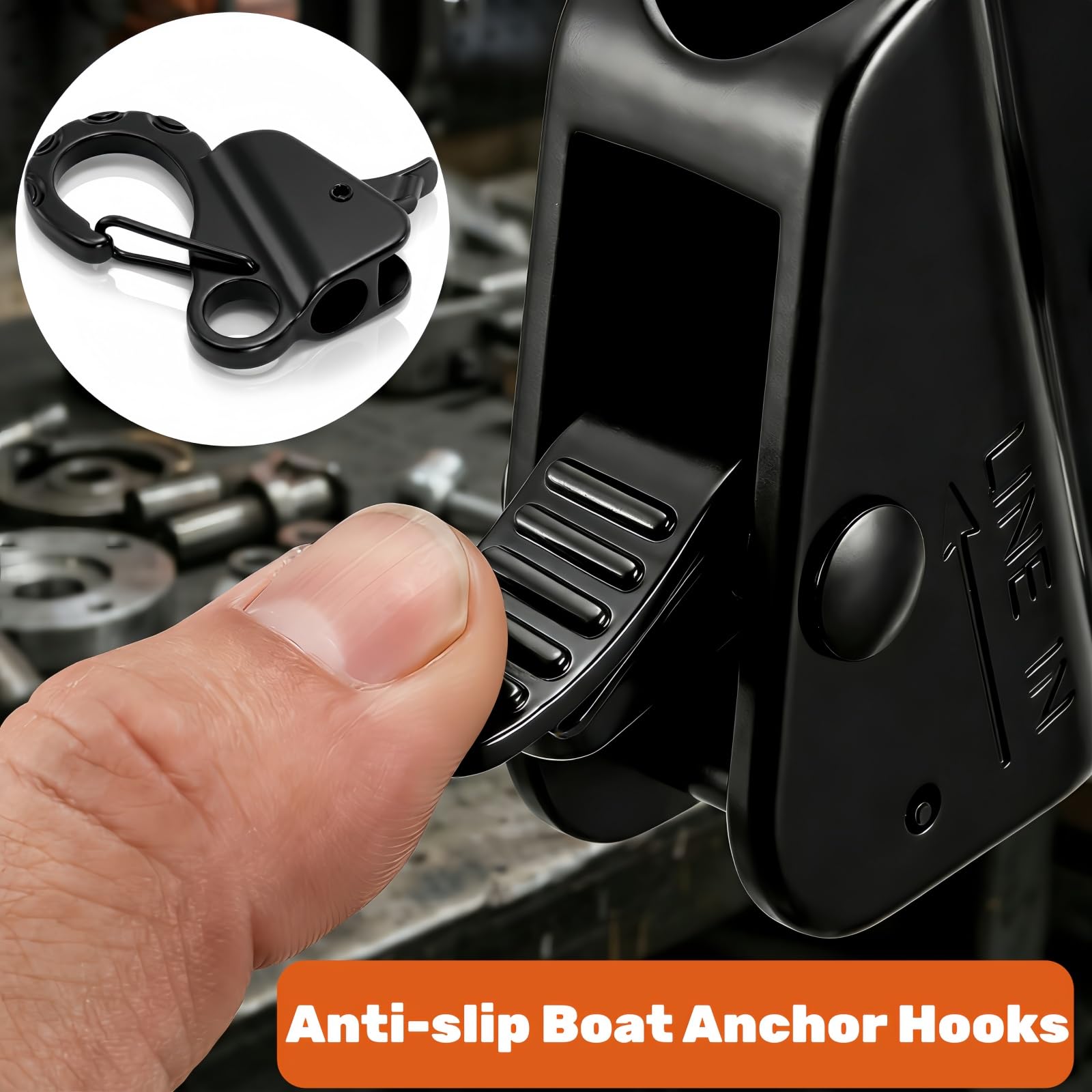 Tlence hook holding rope demonstrating knotless clamp benefit for faster anchoring
